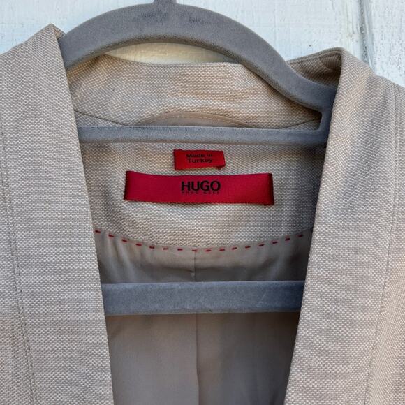 HUGO BOSS Aresas Blazer, Women's Beige Linen, Two Clasp Closure, Sz 8 - Picture 3 of 7